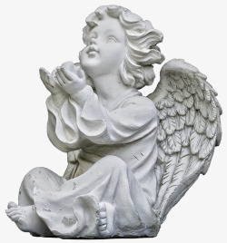 数字天使Putten坐在陶瓷雕塑女性风化锈德卡装饰素材