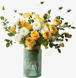 现代简约直筒玻璃花瓶南十字星铜环透明玻璃花瓶简约现代鲜花玫瑰水培插花摆高清图片
