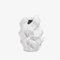 白色花瓶新中式家居样板间软装饰品假山岩石纹褶皱花瓶黑白色陶高清图片
