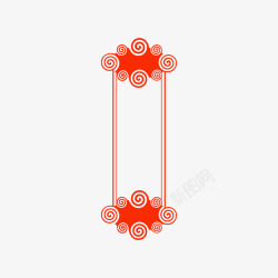 中国风红色喜庆古典祥云纹理线条边框素材