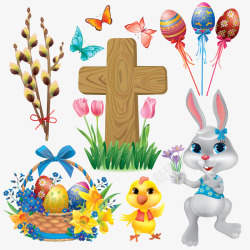 复活节礼物复活节兔子和彩蛋素材
