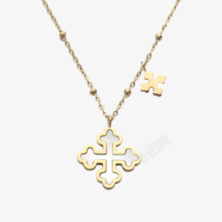 双十字架个性设计轻奢精致母贝四叶草项链双吊坠白贝壳十字架间高清图片