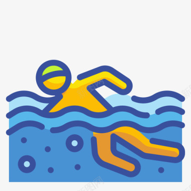 游泳自由时间31线性颜色图标