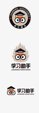 logo教育logo猫头鹰动物logo吉祥物平面标图标