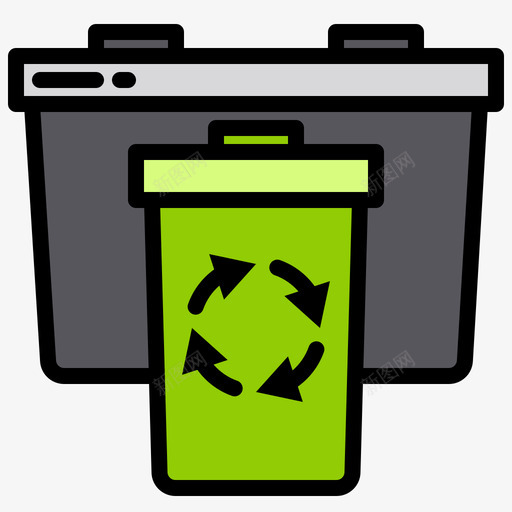 垃圾箱绿色能源1线性颜色svg_新图网 https://ixintu.com 垃圾箱 绿色 能源 线性 颜色