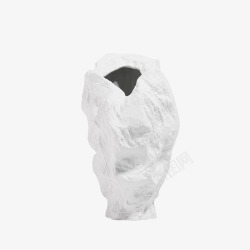 新中式家居样板间软装饰品假山岩石纹褶皱花瓶黑白色陶素材