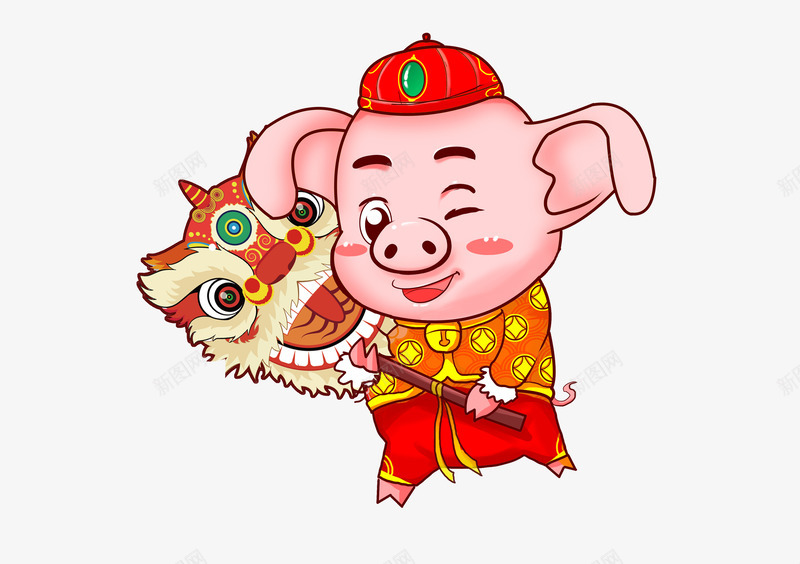 新年喜庆插画猪3png免抠素材_新图网 https://ixintu.com 新年 喜庆 插画