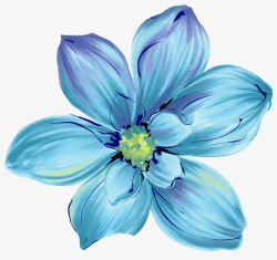 蓝色花朵花瓣水彩花朵素材