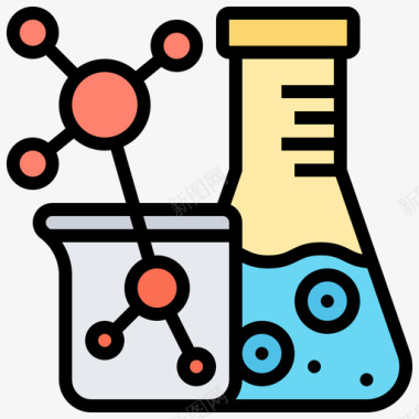 烧瓶生物化学22线性颜色图标