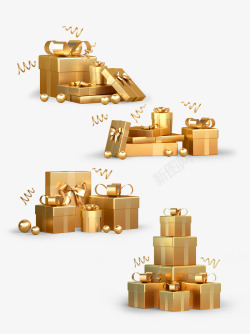 礼物堆叠C4D金属堆叠节日礼物盒礼包Moregvey高清图片