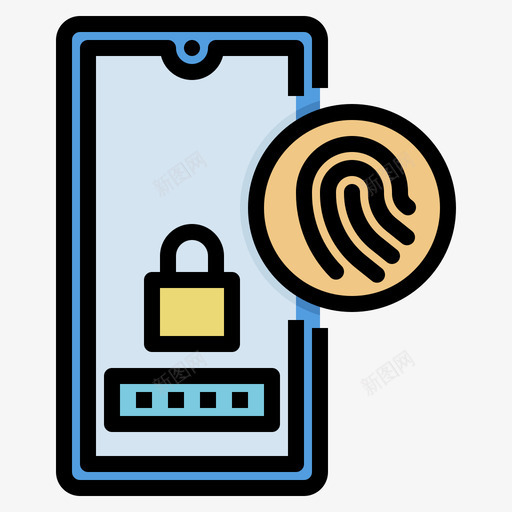 指纹智能手机应用程序13线性颜色svg_新图网 https://ixintu.com 指纹 智能 手机 应用程序 线性 颜色