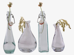 玻璃瓶花瓶关闭玻璃透明德卡酒瓶喝装饰素材