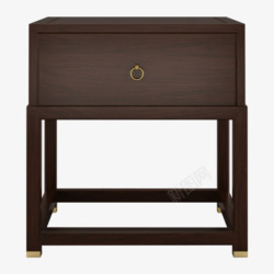 新中式实木床头柜储物柜卧室简约床头柜现代别墅样板间素材