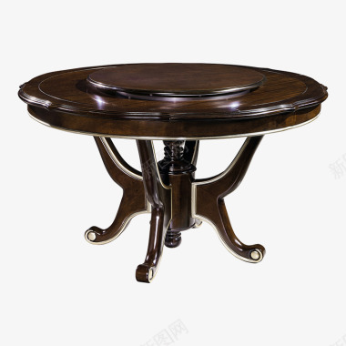 格样美式轻奢实木餐桌椅组合圆桌饭桌家用圆形餐桌胡桃图标