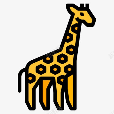 长颈鹿动物园30线性颜色图标