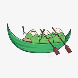端午节粽子划龙舟绿色素材