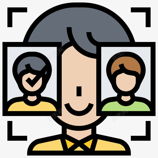 人脸检测生物识别4线性颜色svg_新图网 https://ixintu.com 人脸 检测 生物识别 线性 颜色