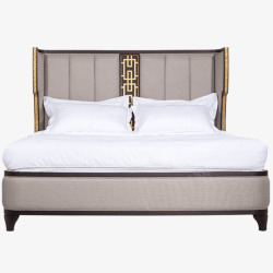 新中式台灯卫诗理新中式双人床ON简约大床18m卧室实木布艺床高清图片