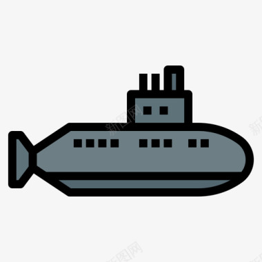 潜艇军用76线性颜色图标