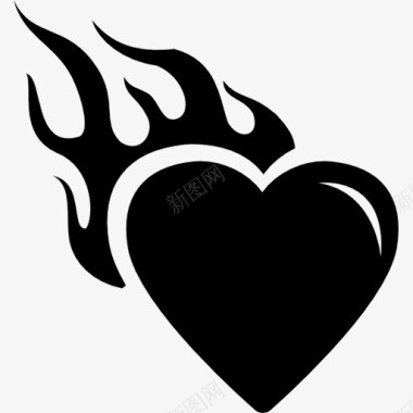 燃烧的心形标志图标图标