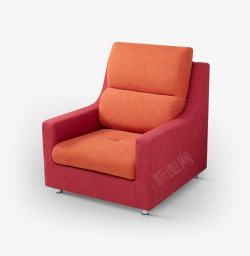 麻纺原治家具简约现代麻纺布红色单人位布艺沙发高清图片