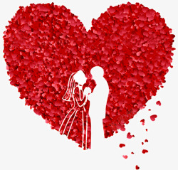 红色玫瑰花爱心婚礼创意装饰素材