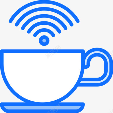 咖啡杯46号咖啡厅蓝色图标