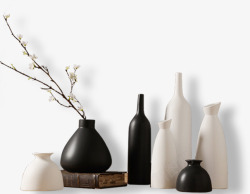 日式禅意陶瓷干花花瓶摆件手工创意简约客厅插花花器家素材