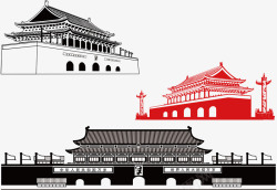 北京首都天安门北京首都简笔画线稿剪影单色黑白纯色高清图片