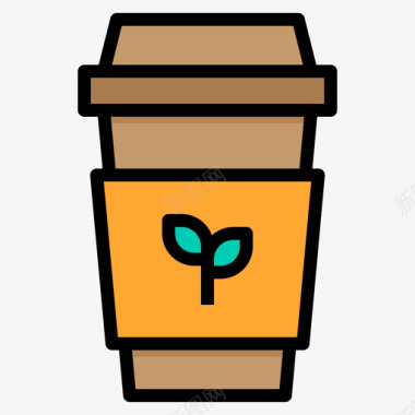 咖啡杯塑料污染23线性颜色图标