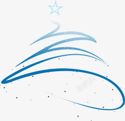 蓝色线条圣诞树装饰壁纸素材