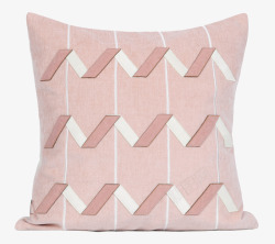 布艺简约现代样板间床头卧室沙发粉色绣花方枕靠包素材