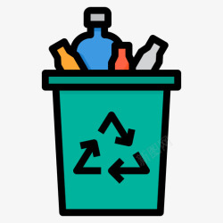 垃圾回收图标垃圾塑料污染23线性颜色高清图片