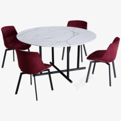 大理石餐台如恩意大利现代简约圆形大理石餐台椅组合设计师风格餐高清图片