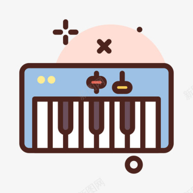 钢琴玩具49线性颜色图标