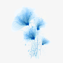 蓝色抽象梦幻花植物素材