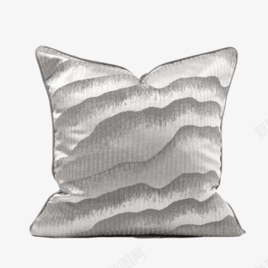 新中式沙发抱枕靠垫板房酒店方形灰白拼接软包装客厅卧图标