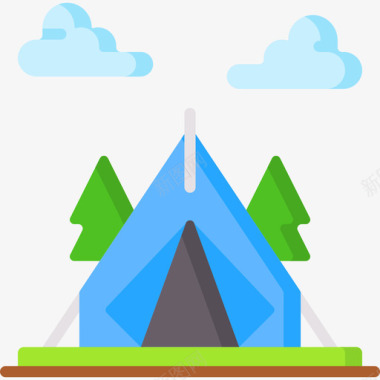 露营帐篷自然134平顶图标