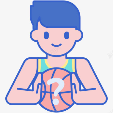 篮球运动员篮球59线条颜色图标