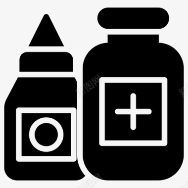 药水瓶药水药水和药房字形向量图标集图标