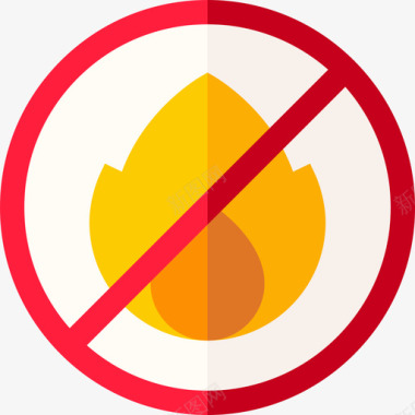禁止开火信号灯和禁令7平坦图标