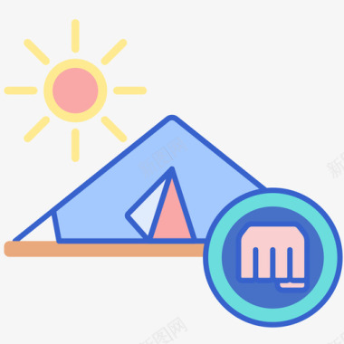 野营武术43线性颜色图标