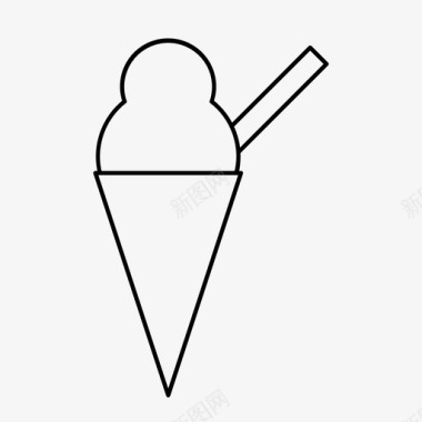 冰淇淋圆锥体冰淇淋锥沙滩图标
