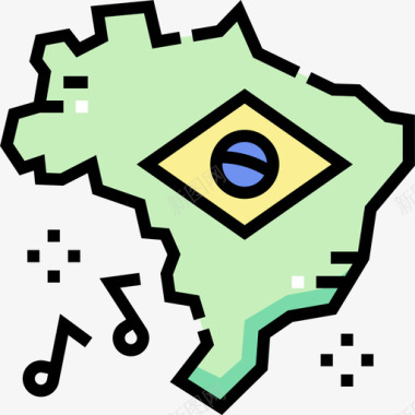 巴西巴西嘉年华32线性颜色图标