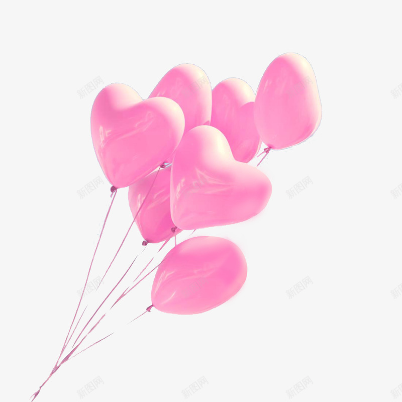 粉色爱心气球透明png免抠素材_新图网 https://ixintu.com 粉色 爱心 气球 透明