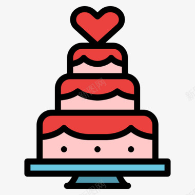 婚礼蛋糕婚礼275线性颜色图标