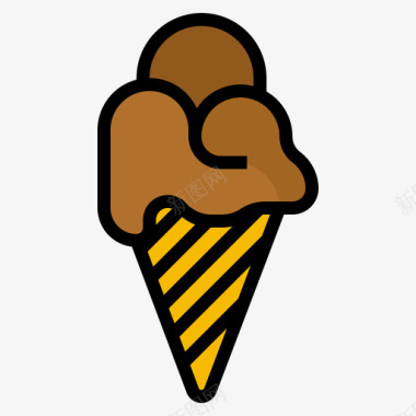 冰淇淋食品和饮料15线性颜色图标