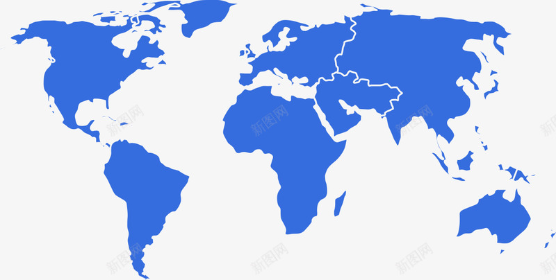简单蓝色世界地图png免抠素材_新图网 https://ixintu.com 简单 世界地图