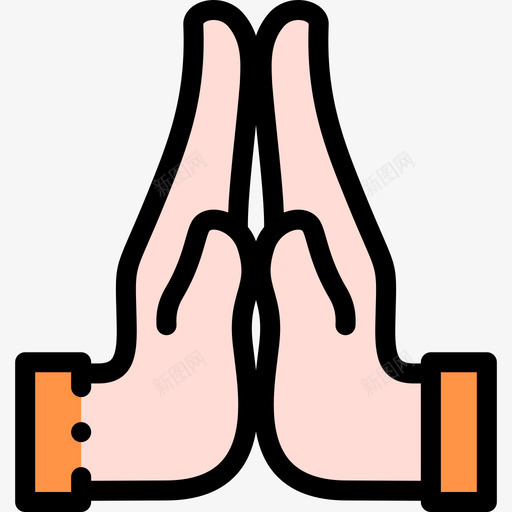 祈祷手势27线条颜色svg_新图网 https://ixintu.com 祈祷 手势 线条 颜色