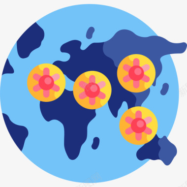 全球病毒传播14扁平圆形图标